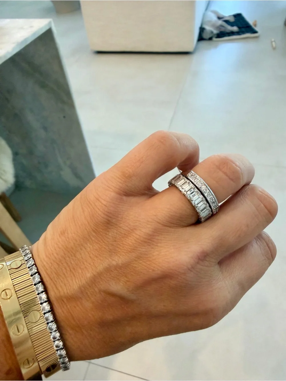 Sterling Silver Crystal Stack Ring in White